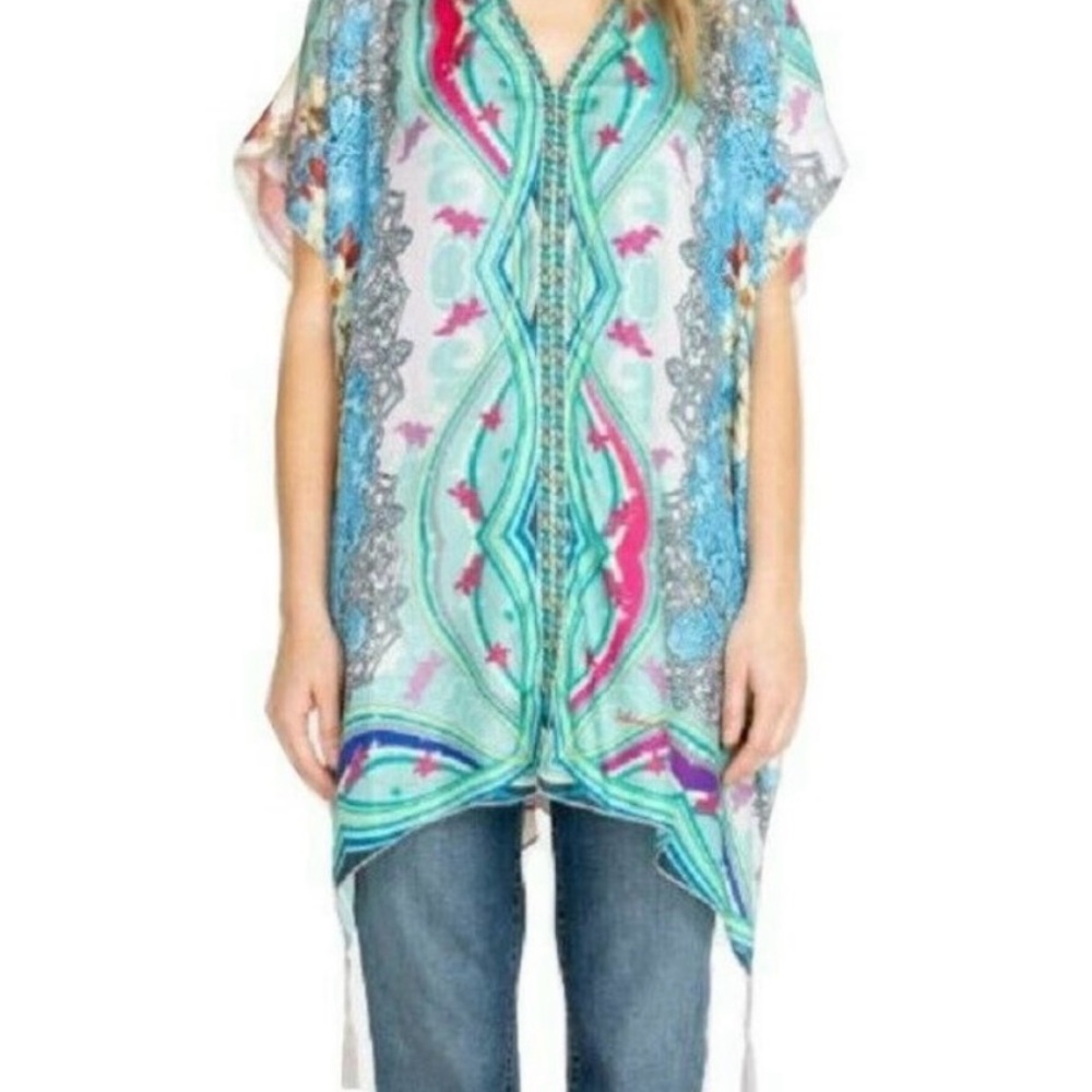 Johnny Was Multicolor Patterned Dual Silk Top - image 1